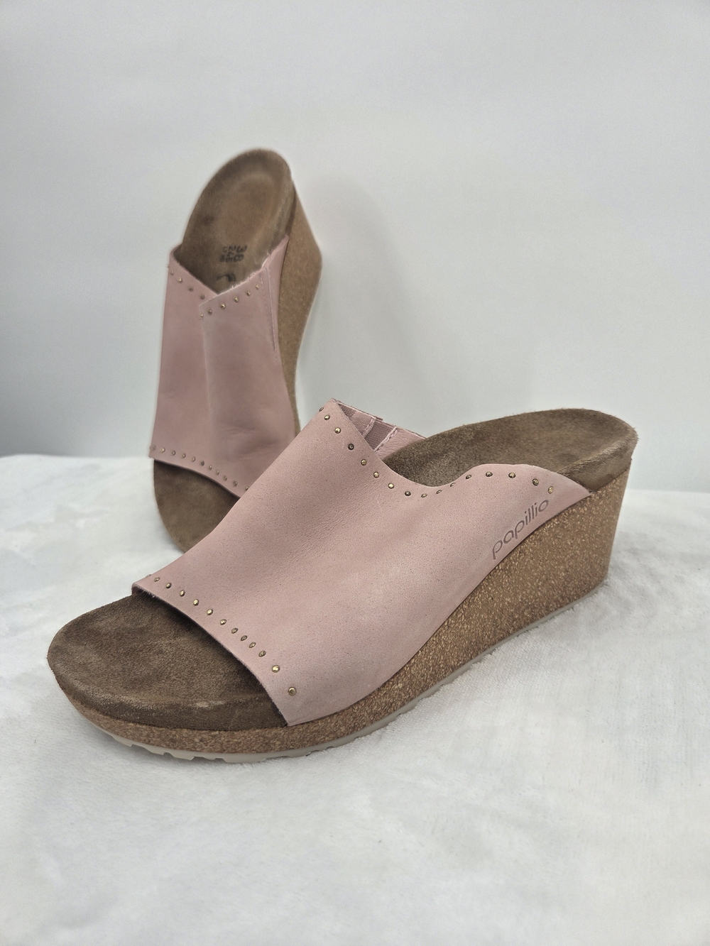 Papillio Birkenstock Namica Rivets Pink Nubuck Wedge Sandals EU 38 US 7-7.5